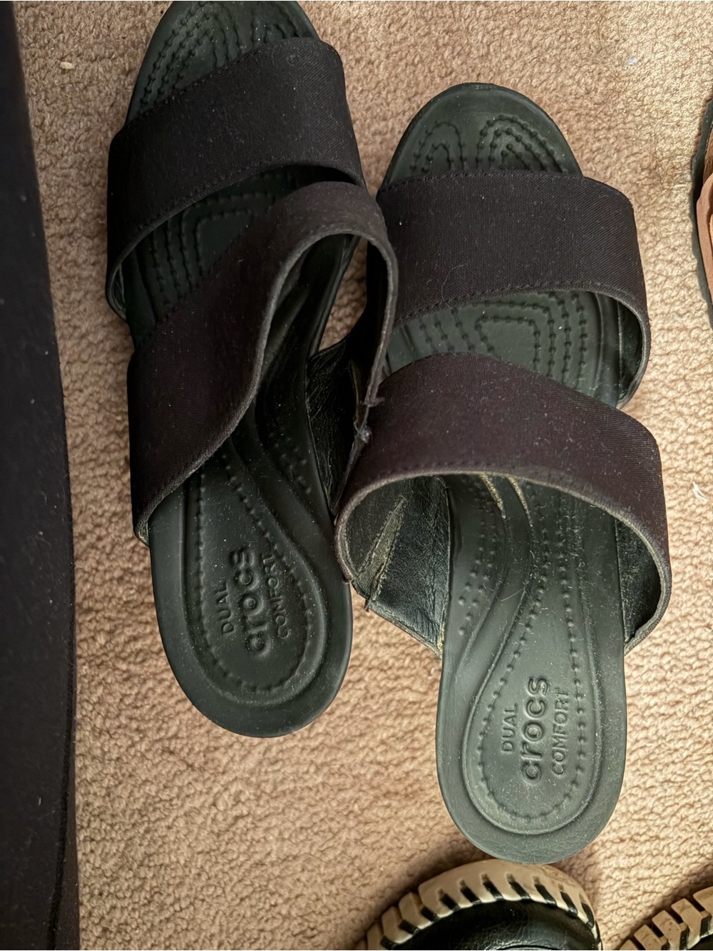 CROCS Black Dual-Strap Slide Sandals